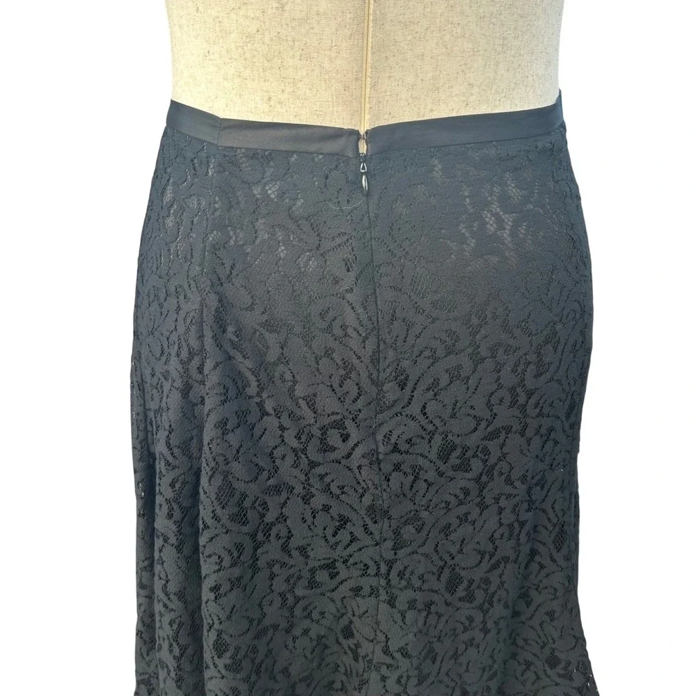 Lane Bryant Skirt Womens 14 Black All‎ Over Lace A-Line Midi Classic Romantic